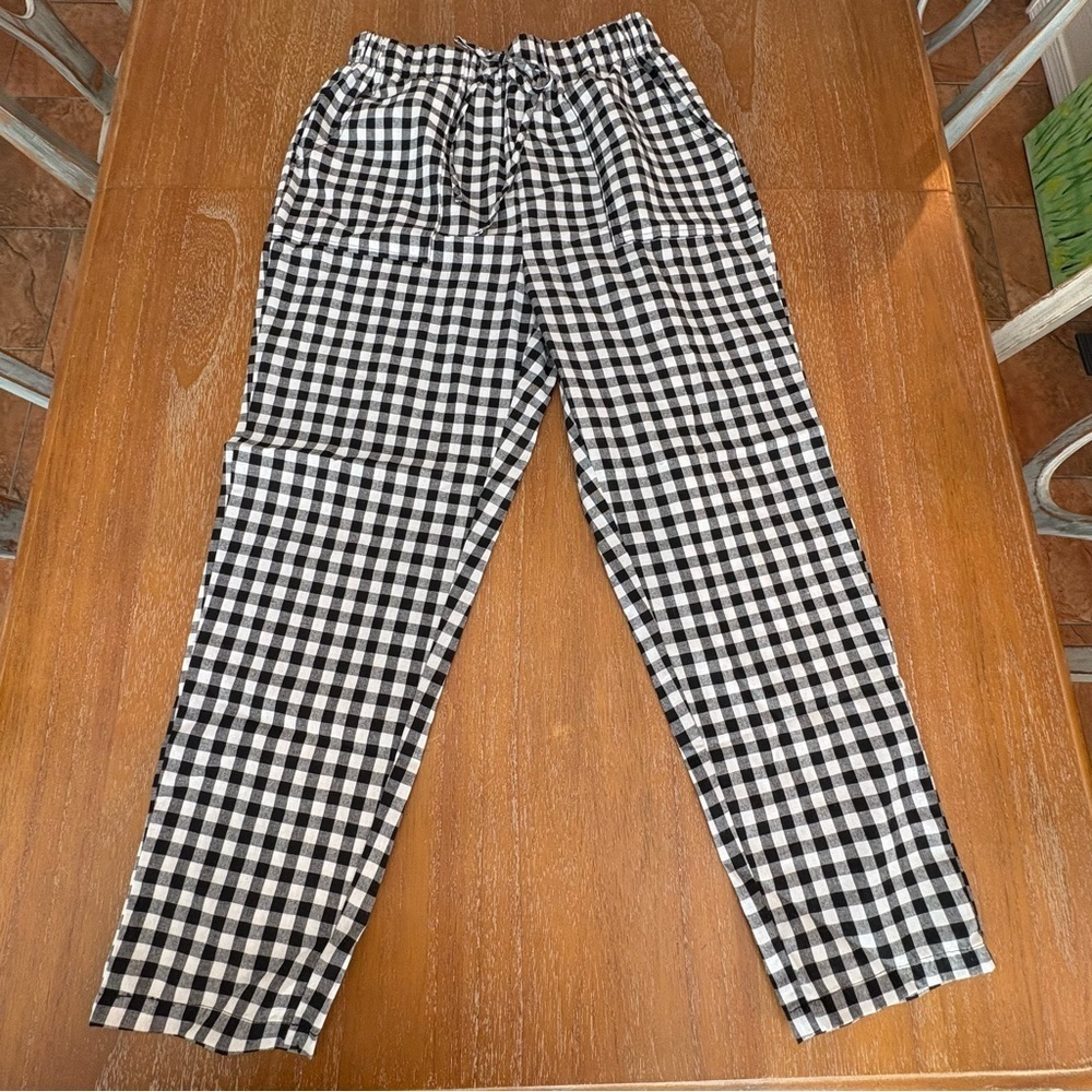 NWOT Shein Black & White Checkered Gingham Drawstring Women’s Pants